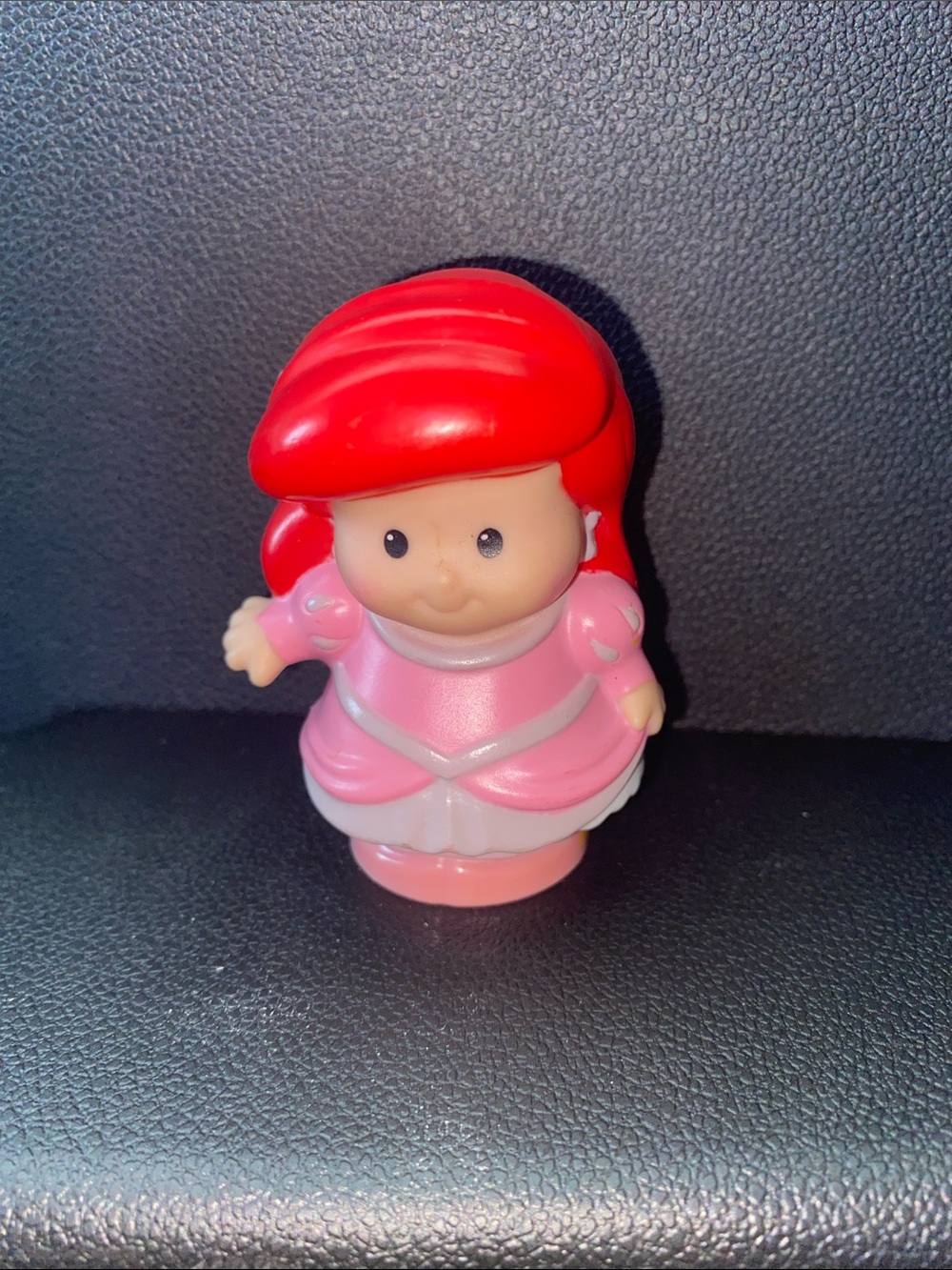 Small Pink Princess Figurine Toy with Bright Red Hair